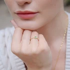 Ring Fashion 925 Sterling Silver Charm Gold Plated Gemstone Ring