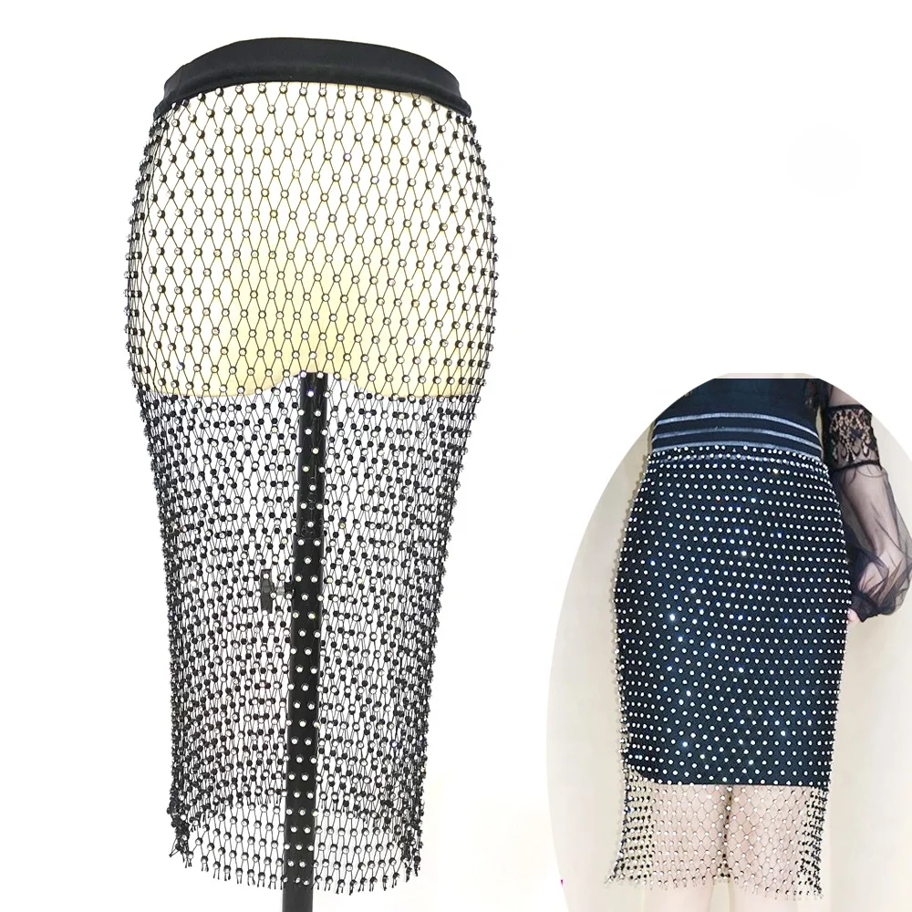 mesh jeweled skirt