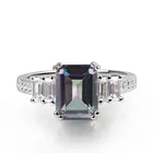 Topaz 925 Sterling Silver White CZ Emerald Cut Mystic Topaz Engagement Ring For Women