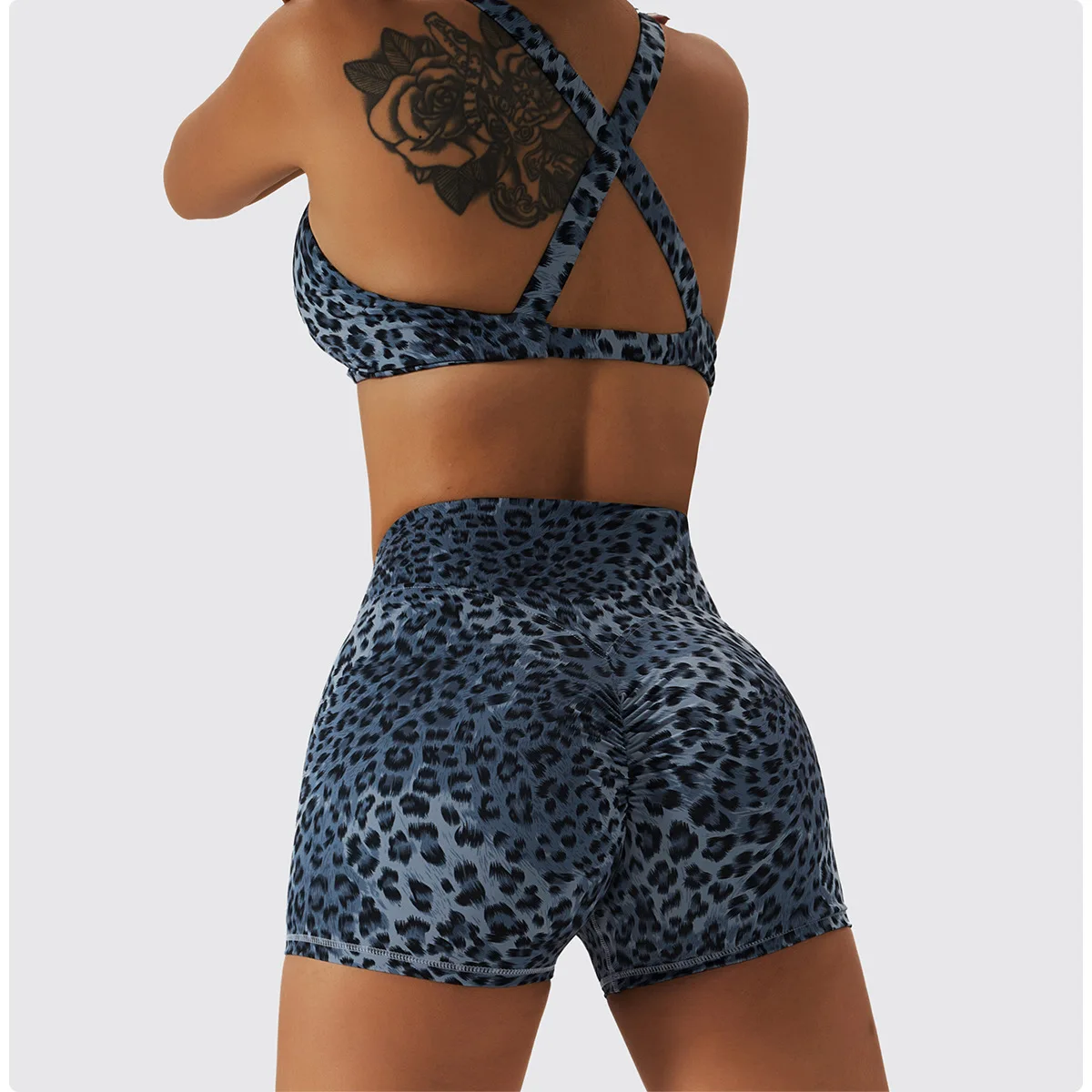 YIYI Twist Sexy High Impact Yoga Bra Leopard Printing Comfortable Sports Tops Breathable High Elastic Gym Bra For Women
