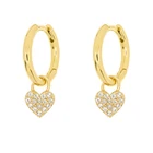 Earrings Gemnel New Arrivals 925 Sterling Silver Diamond Single Heart Hoop Silver Huggie Earrings