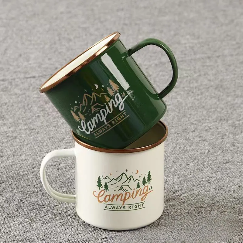 Sublimation Enamel Metaltype Camp Mug Steel Printed Custom Logo Printing Camping Minimalist Mugs Camping Cup Coffee Mugs