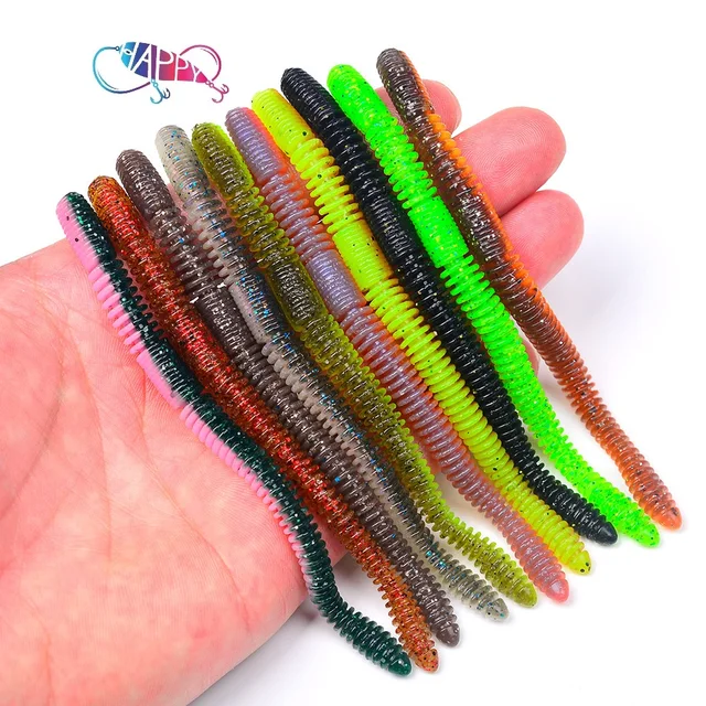 10pcs/bag Soft Earthworm Lures double color Swimbait Fishing Ned Worms for Bass Trout Crappie Slow Sinking Bass Fishing Lure