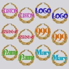 Hoop New Custom Pink Color Epoxy 18k Gold Plated Bamboo Name Hoop Earrings Women 2021