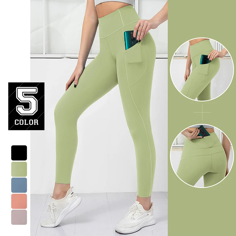 Wholesale 2022 Leggings with Pockets for Women Workout High Waisted Tummy Control Running Yoga Pants