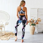 Girls Wear Sexy Casual Printed Fitness High Waist Pants Bow Bra Suit Ladies Active Set Girls Gym Wear