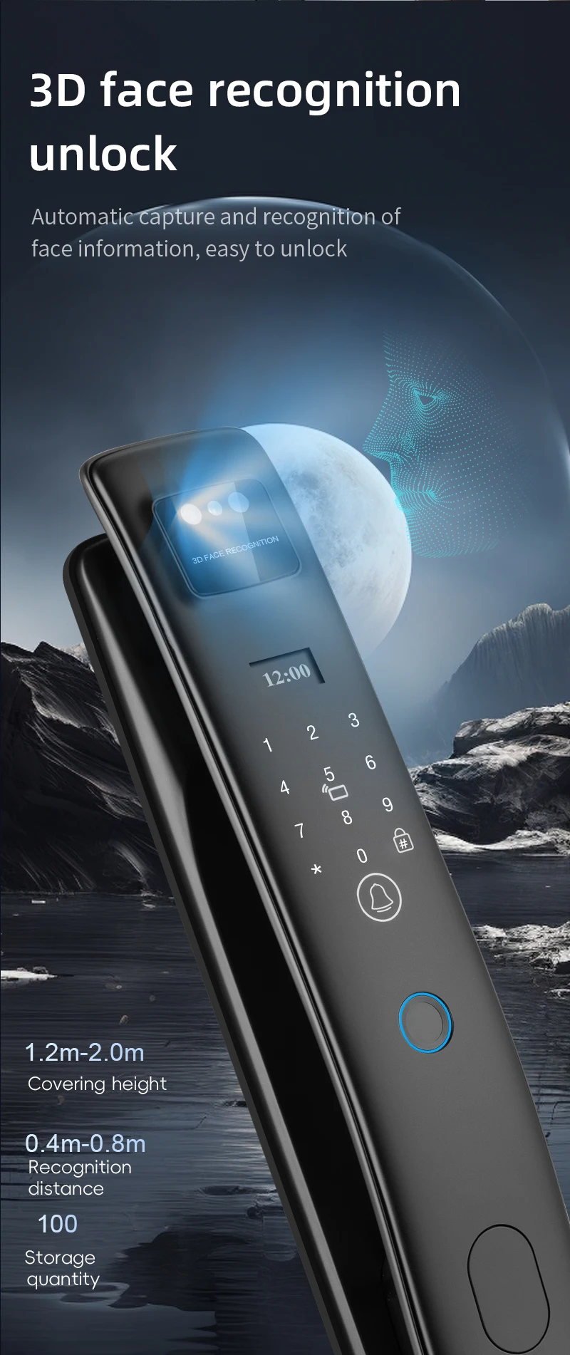 Qleung S958Max Tuya Door Lock With Card Key Password Face Fingerprint Palm Recognition For Apartment Home 2