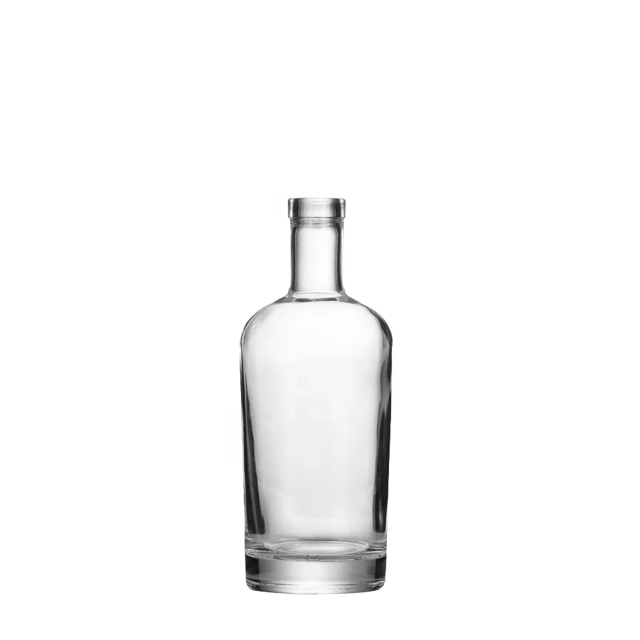 Wholesale Thick Bottom High Transparent Empty Whiskey Glass Spirit Bottles For Gin 700ml With Corks