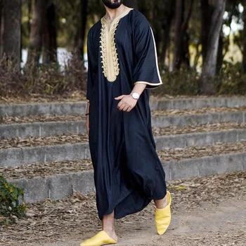 Hot Sale Male Abaya Muslim Men Clothing Thobe Skirt Islamic Clothing Muslim Dress Men Dubai Muslim Clothes Men's Clothing