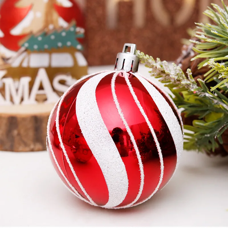 New Factory Christmas Decoration Supplies Red Plastic Cheap Hand-printed Christmas Ball Set For Holiday Decor