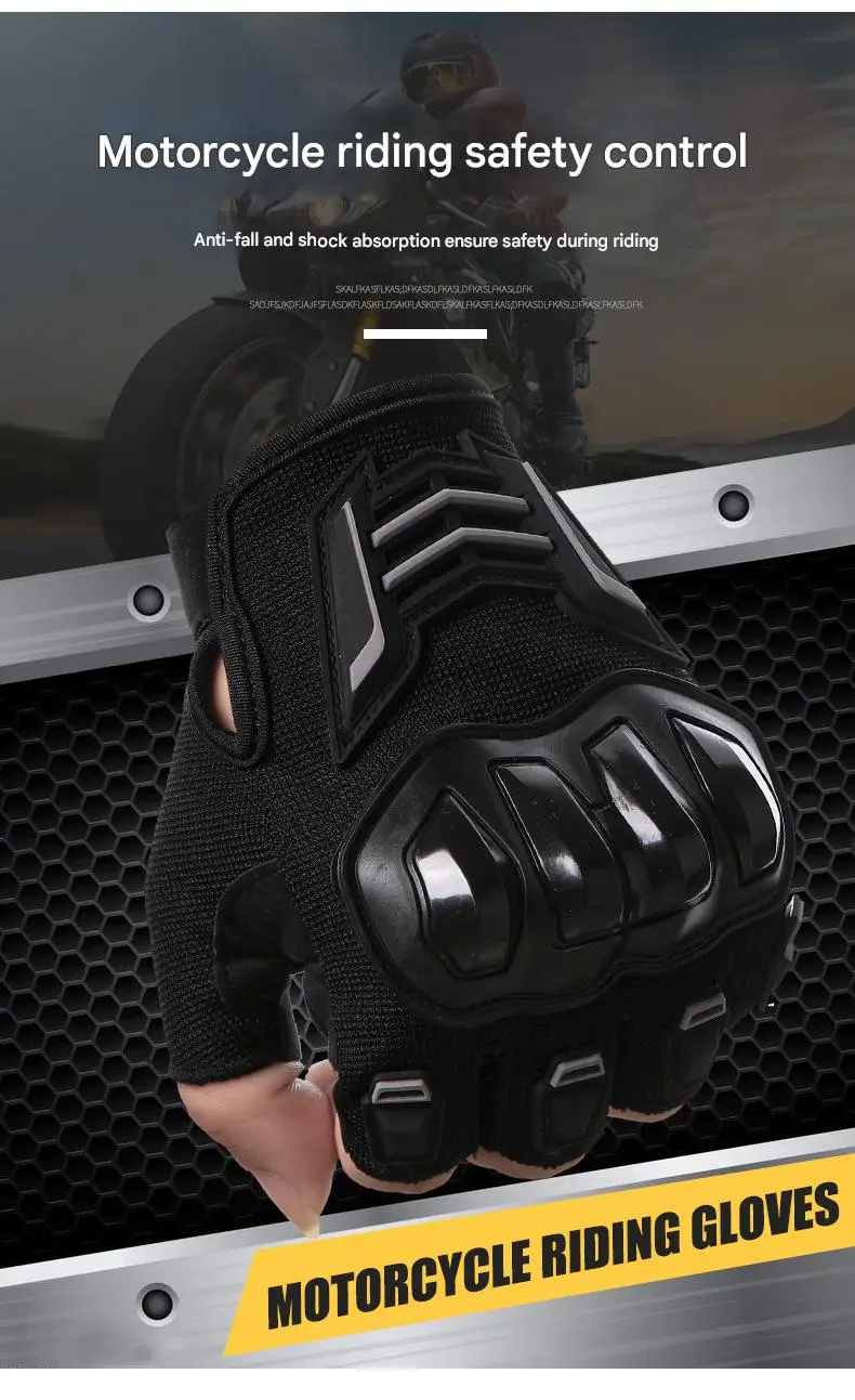 Men's Half-Finger Summer Gloves for Outdoor Racing Anti-Slip Breathable Riding Gear High Wear-Resistance for Motorcycle Racing