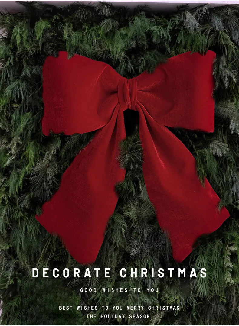 product large velvet burgundy christmas bows velvet bows tree decor christmas ornaments for home birthday party front door wedding decor-11
