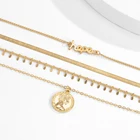 Alloy Necklace Fashion Multi-element Letter Alloy Set Necklace Idyllic Style Coin Necklace Pendant Jewelry