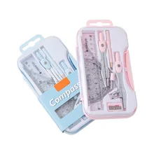 Best-selling School Math Compasses Divider Set with Ruler 9-in-1 transparent box math set School supplies kids stationery set