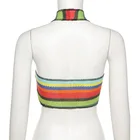 Tops Striped Top Halter Tops Sexy Halter Casual Striped Skinny Knitted Ladies Crop Top