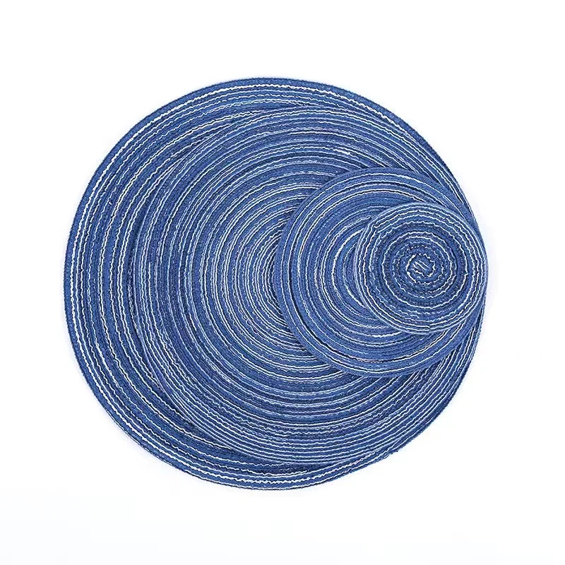 Wholesale Heat Insulation Pad Linen Non Slip Round Plate Mat Cup Holder Coaster  Ramie Placemats For Dining Table