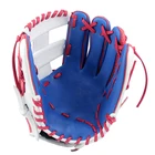 Red Baseball Blue Palm Custom Red Lace Full Grain Tanned Kip Top Leather Youth Baseball Gloves For Kids