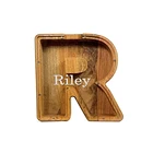 Bank Custom Personalised Wooden Acrylic Funny Alphabet Letter Shaped Piggy Bank Money Saving Storage Box For Kids