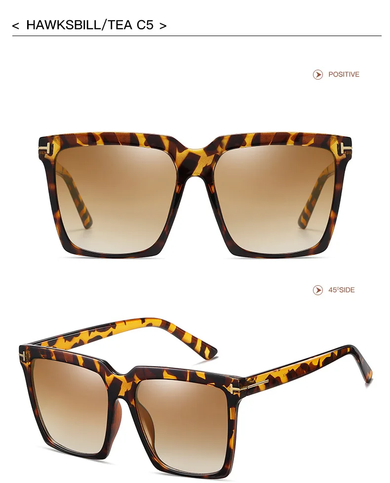 Gwtnn Oculos Women Vintage Big Frame Sun Glasses Uv400 Woman Black