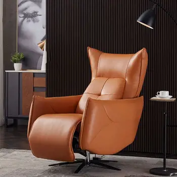 Hot sale single sofa chair reclinable modern living room orange leather electric recliner sofa chair