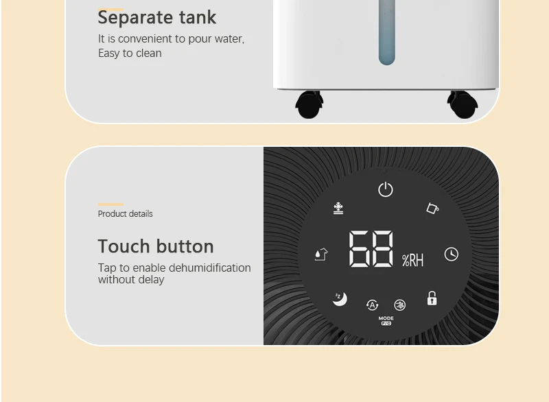 Portable Air Dehumidifier, 15/20L, LED, R290, Plastic - detail 18