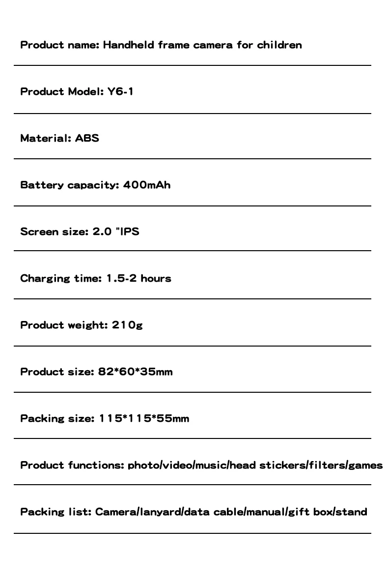 Unicorn Y6 Hd Dual-Camera Camera With Stand Dual-Lens Shooting Camera Children'S Toy Painting 23 Unicorn Y6 Hd Dual-Camera Camera With Stand Dual-Lens Shooting Camera Children'S Toy Painting