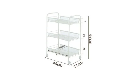 2023 hot sell kitchen accessories living room Storage shelf household storage organizer 3 tiers Metal Trolley cart with wheels