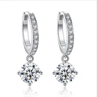 Cz Earrings 925 Sterling Silver Post 1.7cm Big Circle Shiny CZ Crystal Hoop Earrings Rhinestone Hoop Earrings