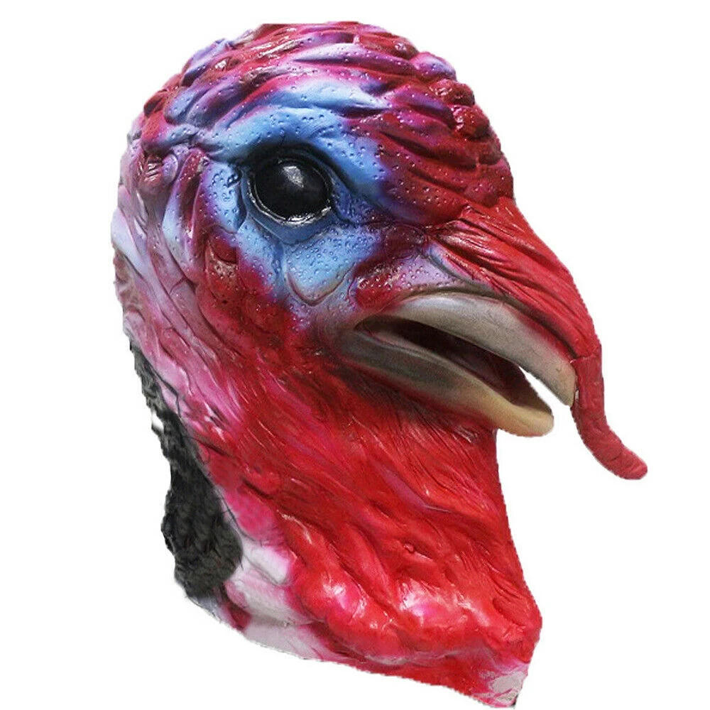 Latex Full Head Animal Turkey Chicken Mask Halloween Thanksgiving Party Carnival 