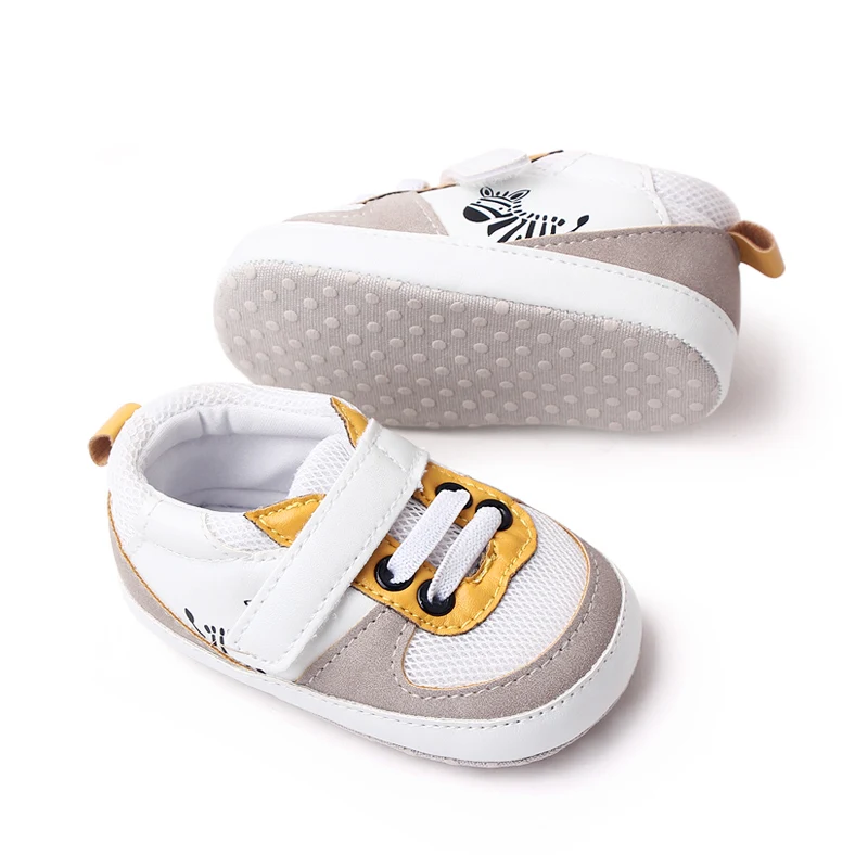 Spring and Autumn Cartoon zebra Leather Mesh Soft Sole Breathable Casual Infants Shoes for Boys details
