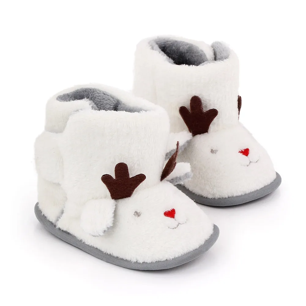 Winter Fluffy High Tube Warm Cotton Boots Baby Christmas Cute Cartoon Moose Toddler Shoes factory