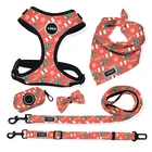Dog Custom Size Pet Festival Gift Christmas Dog Leash Harness Set Cute Christmas Bandanas Christmas Dog Harness Set