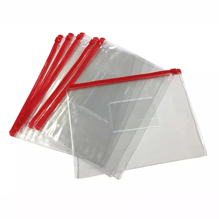 Customized Color zipper  Transparent A4 A5 A6 Paper Document File Bill Pvc Bag Pencil Pouch