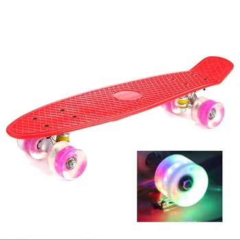 22 inch skateboard penny board Plastic Longboard Skate Board with flash four PU wheels