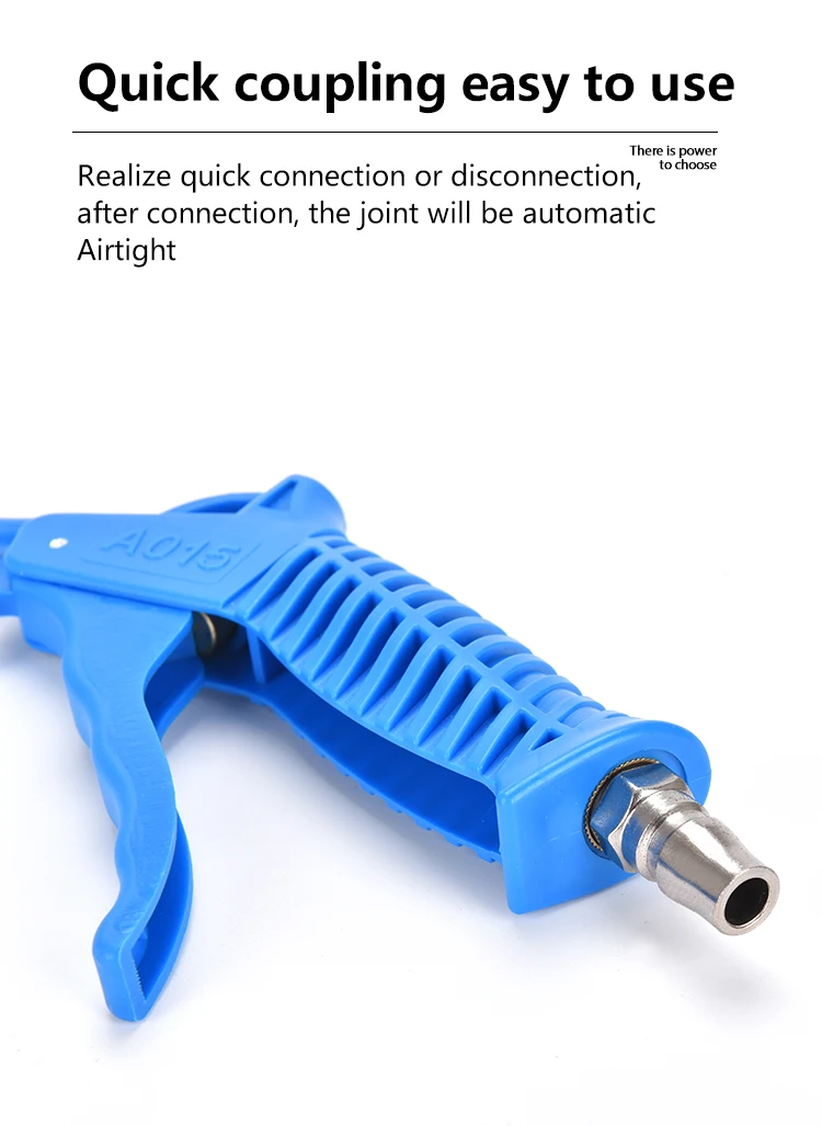 1PCS Pneumatic Blow Air Tool Metal Bent Tube Nozzle Blue Air Blow Dust Gun 105mm Dust Removing Air Blow Accessory with a Joint