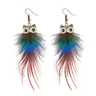 Zooying Fashion Funny Peacock Hair Owl Earrings