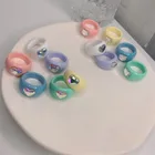 2021new Colorful Many Kinds Of Heart Crystalrings Girl Chunky Rings Women Personality Resin Couple Ring