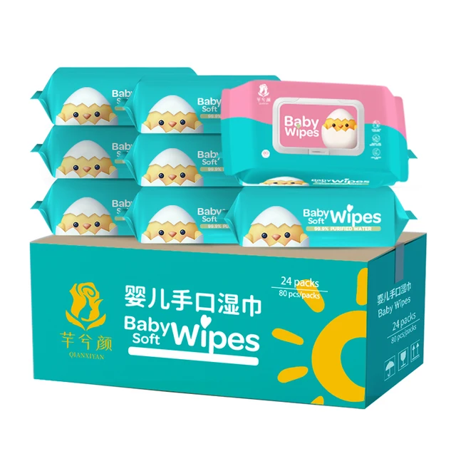 Softcare Wholesale Sensitive Skin Organic 80 100pcs Water Wet Wipes for Baby wipes unscented