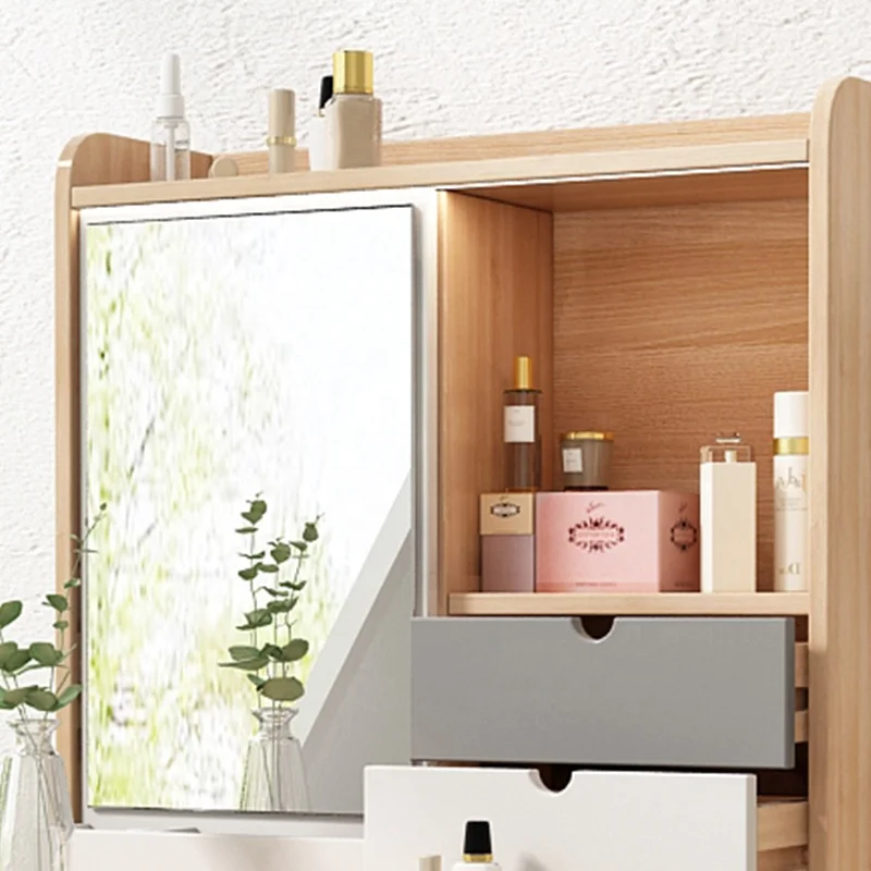 Wholesale Cheap Price Furniture Cosmetics Decoration Storage Wood Nordic Mirrored Dressing Table