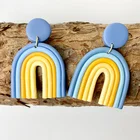 Handmade Earrings 2021 Geometric Multicolor Handmade Soft Poly Clay Rainbow Earrings For Women Ins Jewelry