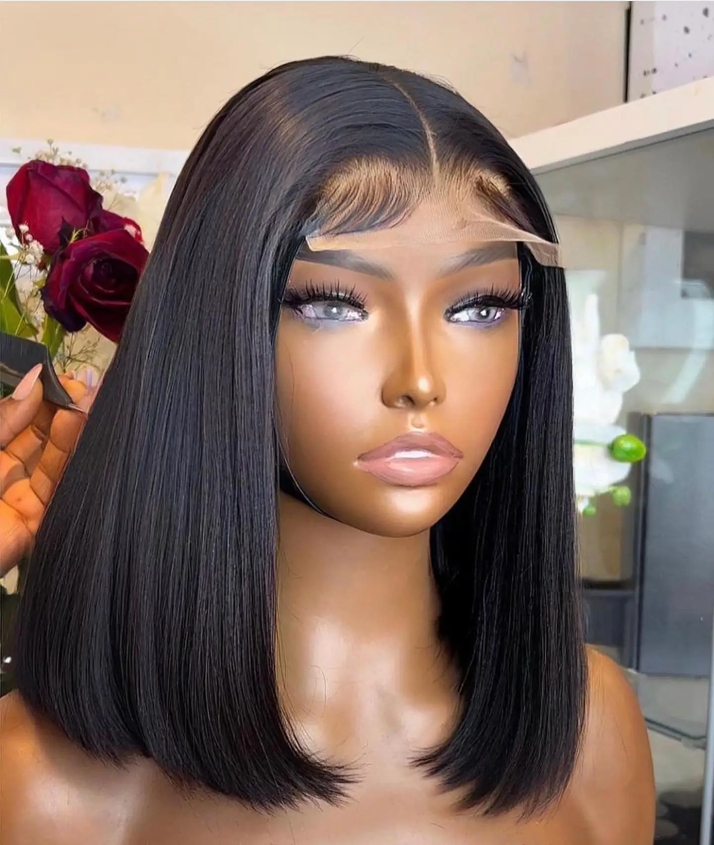 Short Bob Lace Front Wig Human Hair,New Arrival Middle Part 8 Inch Remy Hair ,Wigs For Black Women Wearing Silky Straight Weave - Buy Wig Bob Lace Front  Wig Human Hair,New Arrival Middle