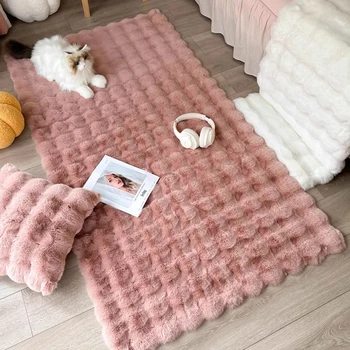 Fluffy Rabbit Faux Fur Carpet Comfortable Soft Bedroom Kidsroom Shaggy Rug