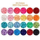 Round Beads 4800 Pcs 24 Colors Polymer Flat Round Disc Beads Kit Clay Heishi Beads For Making Jewelry