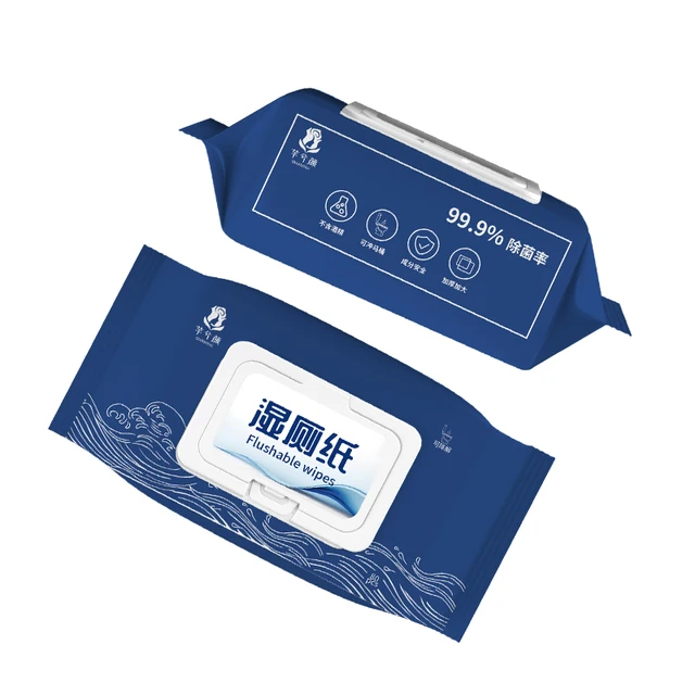 Custom 100% Sustainable Biodegradable 40pcs Adult Toilet Flushable Cleaning Wet Wipes