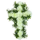 Artificial Sympathy Graveyard Coffin Decorative Floral Little Cross Funeral Artificial Flowers For Funeral Wreaths