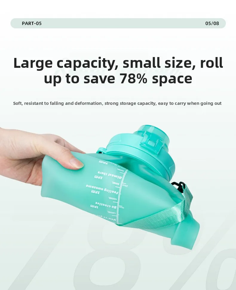 Custom 2L Silicone Sports Water Bottle Portable Foldable Large Capacity Outdoor Camping with Direct Drinking Handle for Tours factory