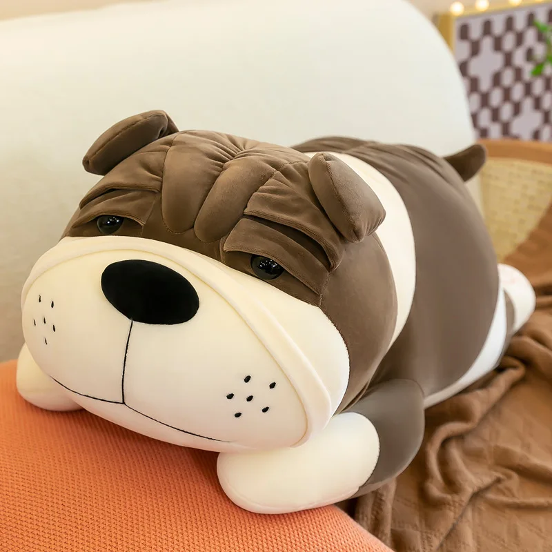 OEM Customized Cute Cartoon Shar Pei dog Soft Toys Ragdoll Simulation Bulldog Doll Children's plush Throw pillow