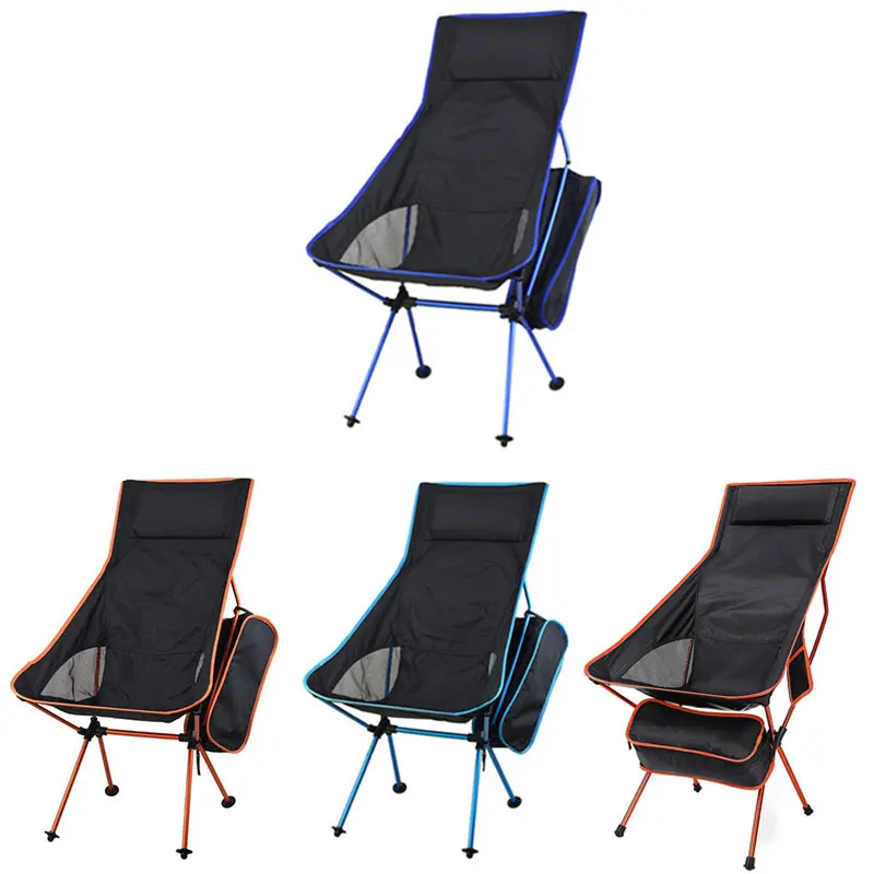 Outdoor Camping Chair Headrest High Back Folding Director Beach Seat Portable 