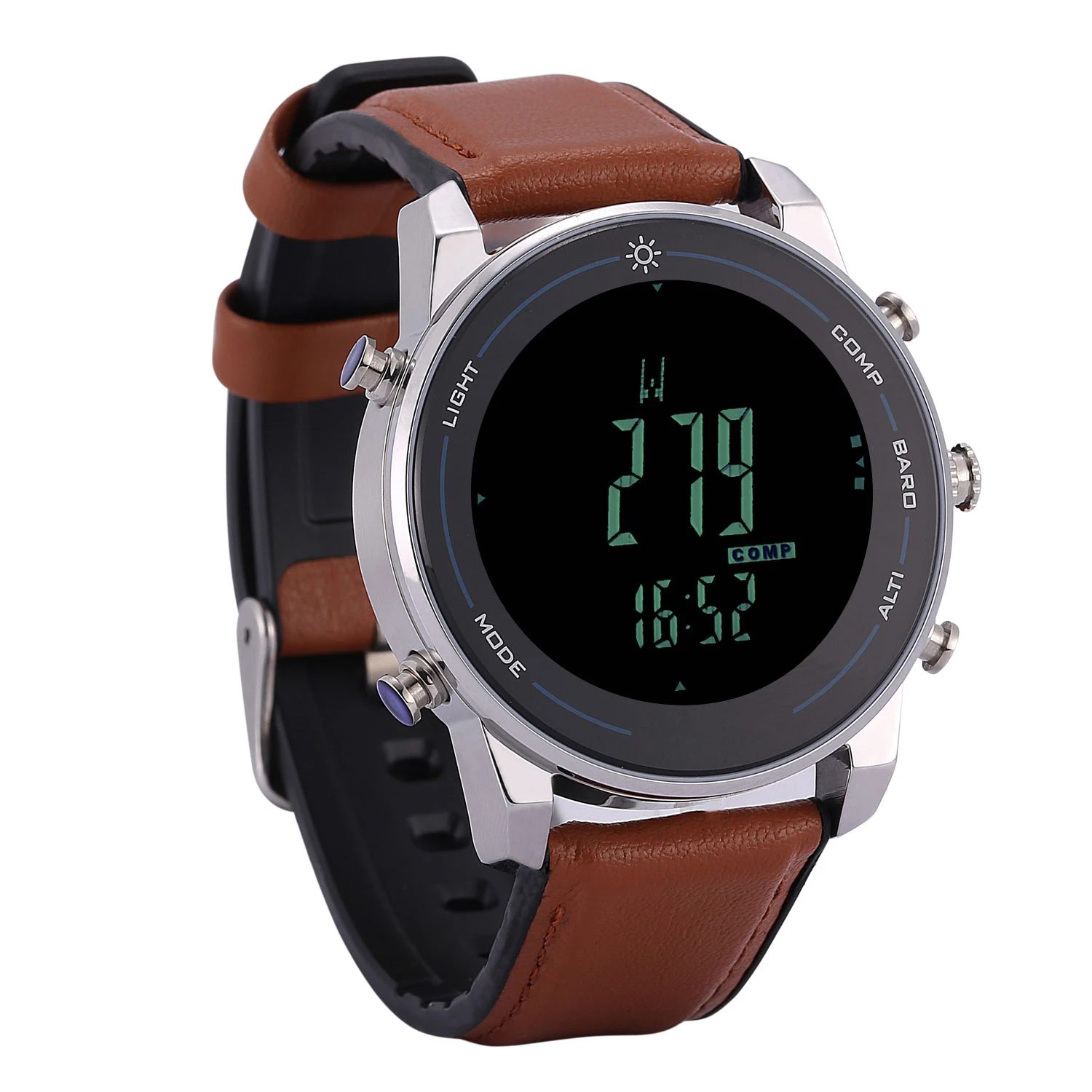 Relogio Men Sport Watch High-end Brown Leather Strap Led Electronic Watches Luxury Fashion Outdoor Wristwatch Digital Watches