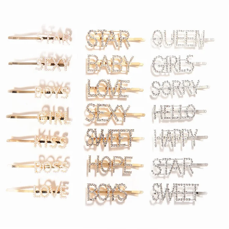 Hair Accessories Fashion Rose Gold Hair Bobby Pin Accessories Crystal  Letter Hair Pins - Buy Crystal Word Hairpins,Gold Hair Bobby Pins,Letter Hair  Pin Accssories Women Product on 